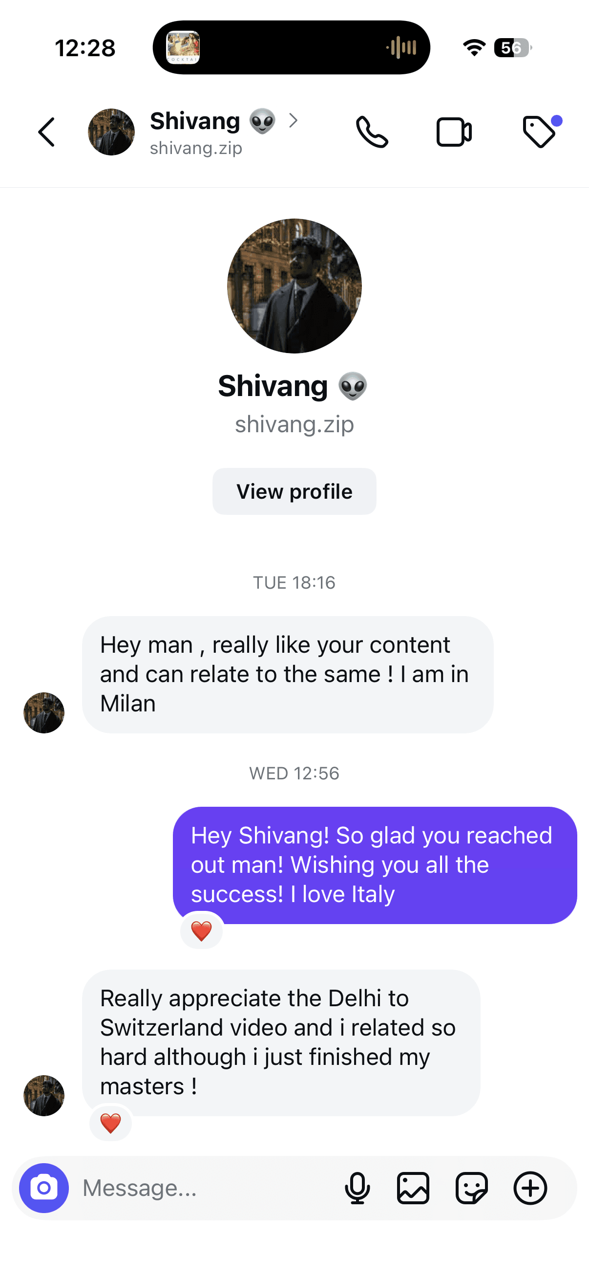 A reader’s message about relating to the journey from Delhi to Switzerland